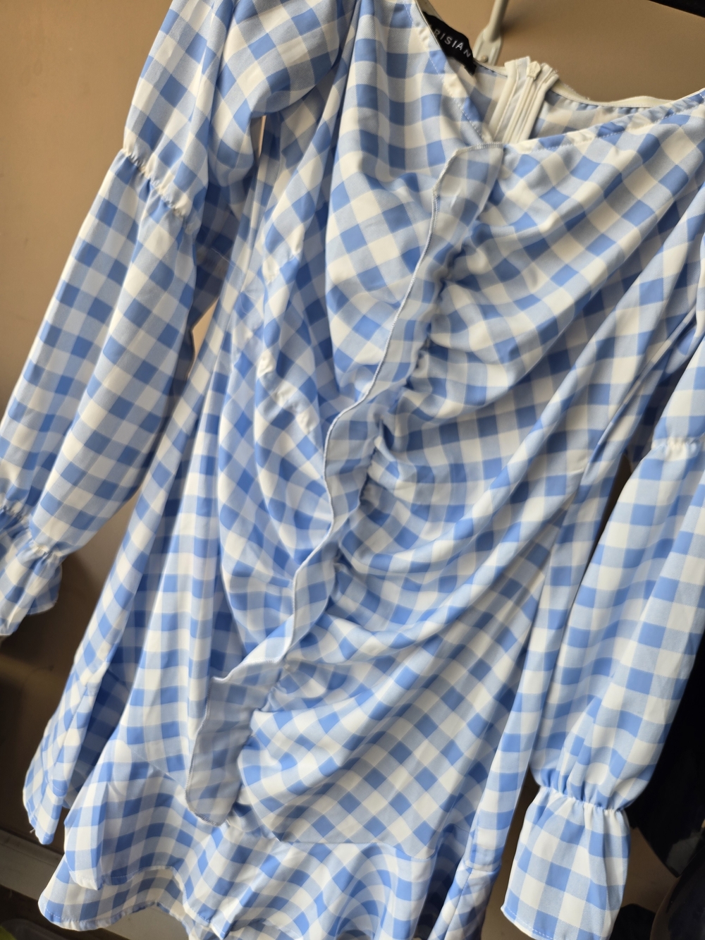 Blue Gingham Ruffle Dress - Picture 2 of 3